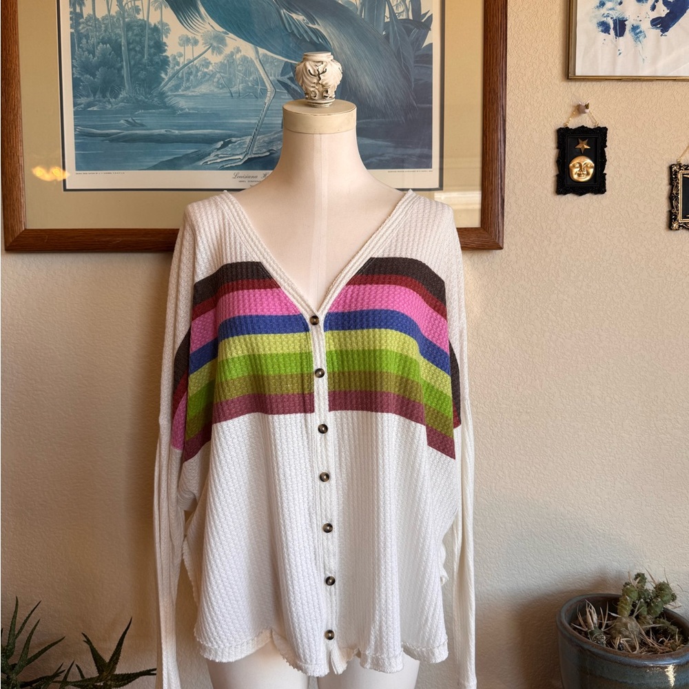 Urban Outfitters Out From Under Jojo Oversized Waffle Button Down